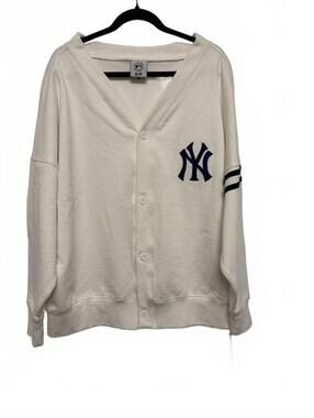 Genuine Merchandise New York Yankees White Button-Up Cardigan Sweater Size S/P
